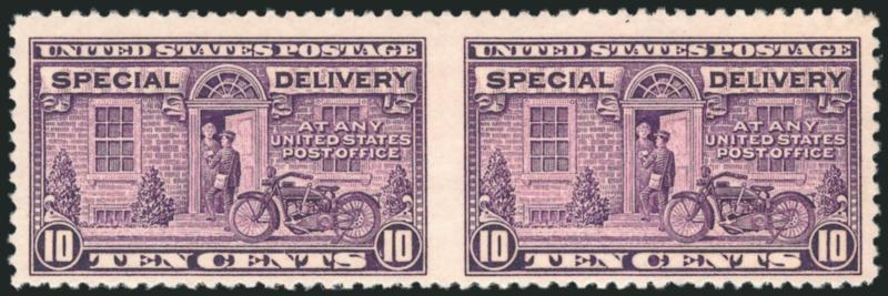 10c Gray Violet, Special Delivery, Horizontal Pair, Imperforate Between (E15c).> Mint N.H., deep rich color, typical centering for this error, Fine, with 2004 P.F. certificate
