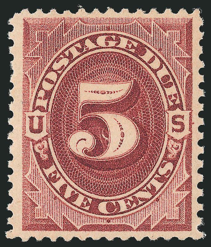 5c Red Brown (J18).> Mint N.H., deep rich color, clear impression, Very Fine, scarce in centered Mint N.H. condition, with 2010 P.S.E. certificate