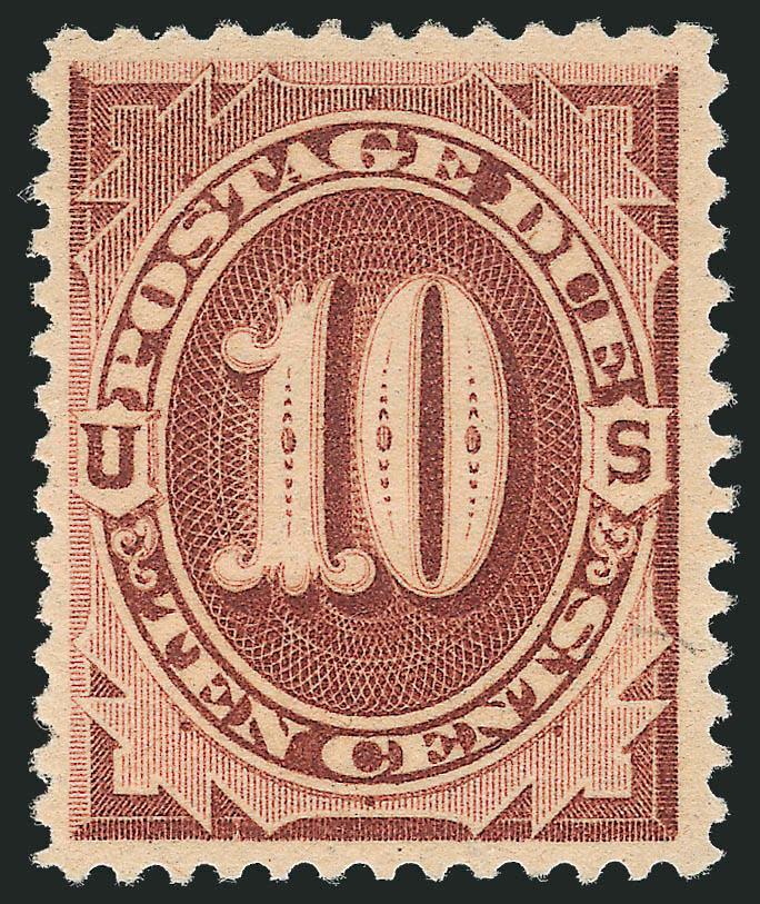 10c Red Brown (J19).> Mint N.H., attractive centering, fresh and Very Fine, with 2010 P.S.E. certificate