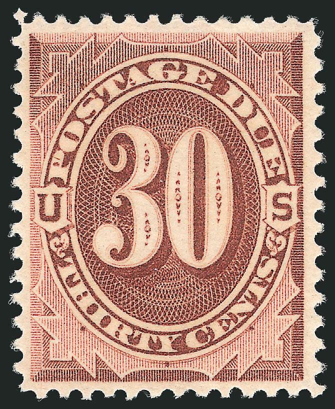 30c Red Brown (J20).> Mint N.H., rich color and detailed impression, Very Fine and choice, with 2006 P.S.E. certificate (VF 80 SMQ $480.00)