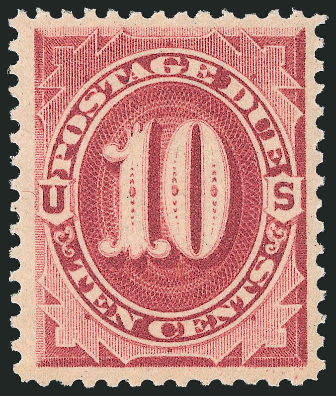 10c Bright Claret (J26).> Mint N.H., choice margins and centering, bright color, fresh and Very Fine, with 2010 P.S.E. certificate