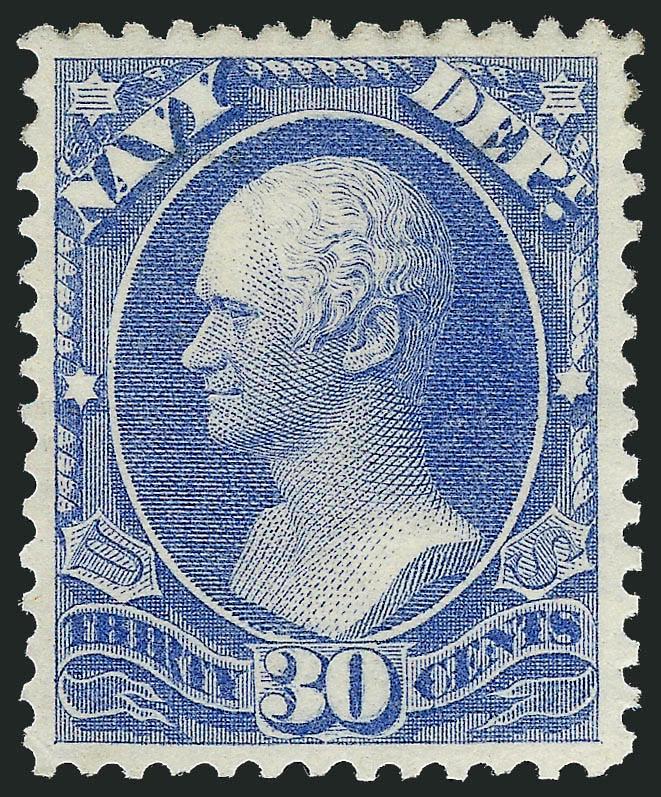 30c Navy (O44).> Original gum, lightly hinged, well-centered, lovely pastel color, Very Fine, an extremely difficult stamp to find in this choice condition, with 1991 P.F. certificate
