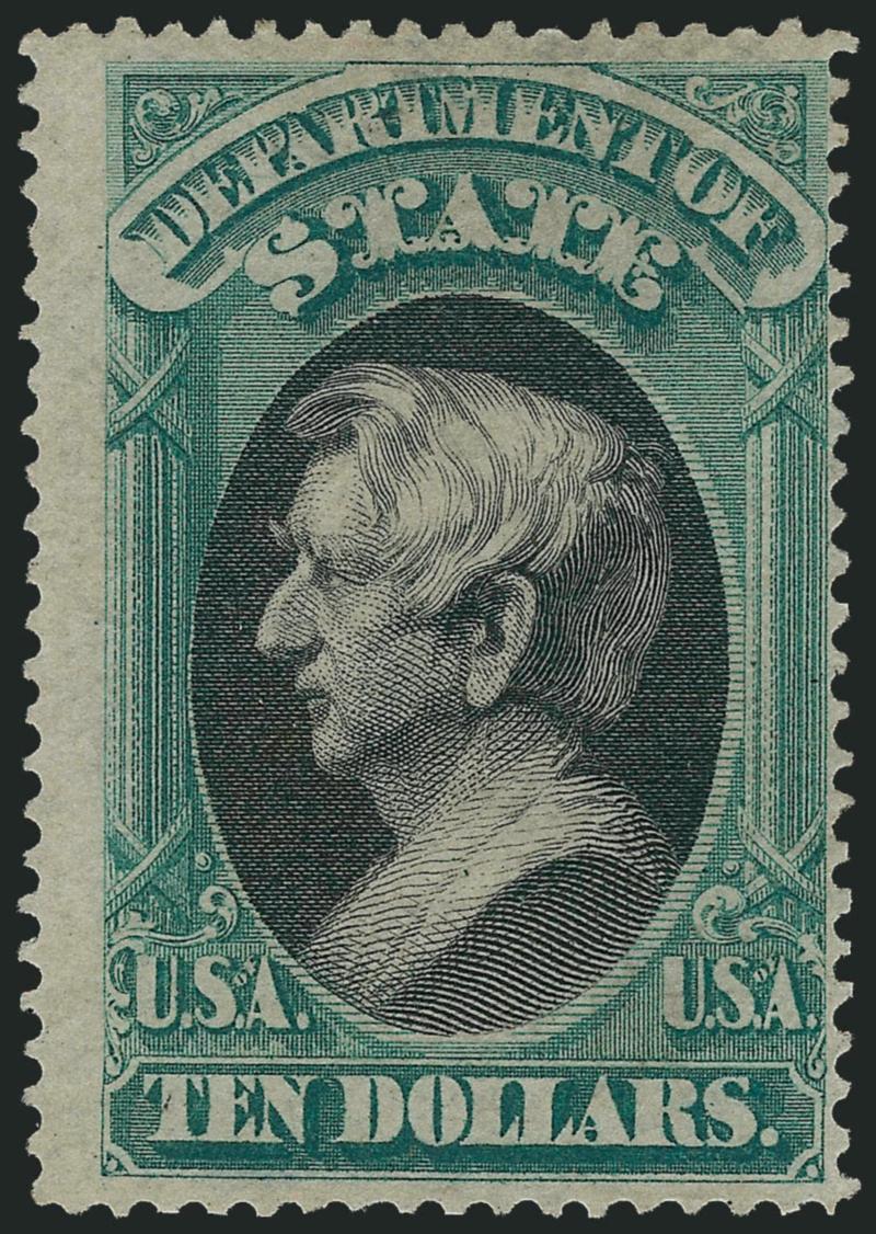 $10.00 State (O70).> Unused (no gum), miniscule tear in top margin, otherwise Fine