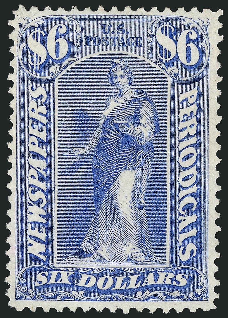 $6.00 Ultramarine, 1875 Issue (PR26).> Unused (no gum), outstanding color, fresh and crisp, Very Fine, with 2001 P.S.E. certificate
