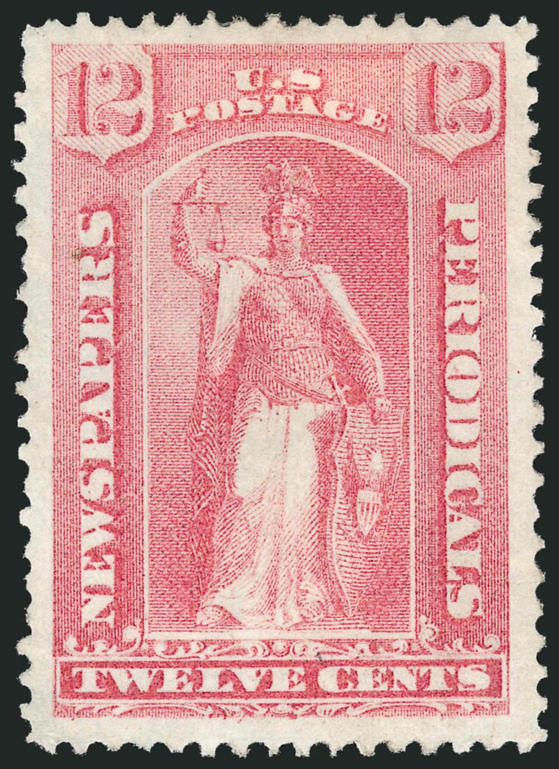 12c Pale Rose, 1875 Special Printing (PR40).> Without gum as issued, wide margins and well-centered, fresh color, few slightly irregular perfs at left typical of these hard paper Special Printings, otherwise
Very Fine and choice, with 1990 P.F. certi