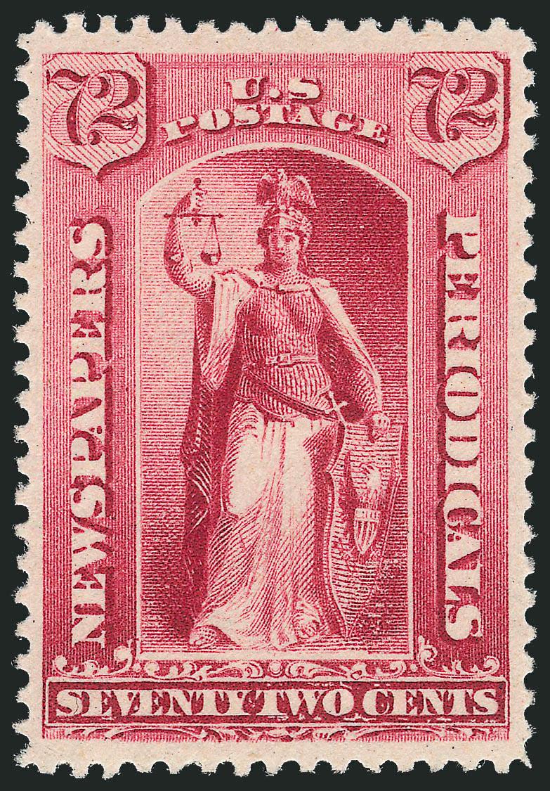 72c Carmine, 1885 Issue (PR87).> Original gum, lightly hinged, wide margins and lovely centering, vivid color, clear impression, Very Fine and choice, with 1998 P.F. certificate