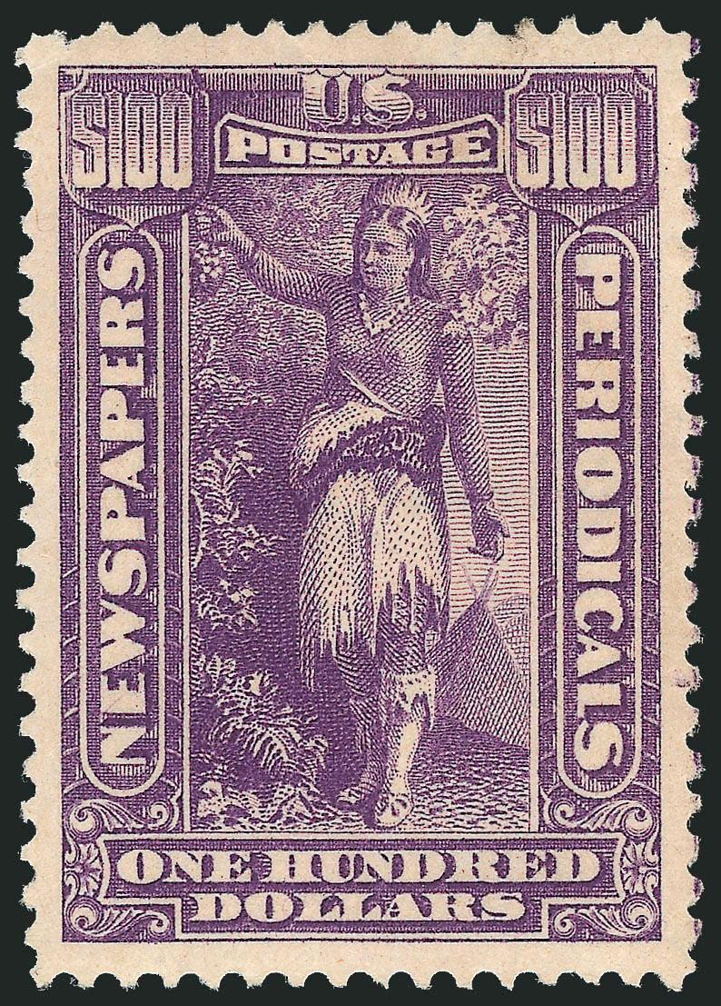 1c-$100.00 1895-97 Issue, Watermarked (PR114-PR125).> Incl. extra $5.00-$100.00 representing the additional printing of these values (really no way to tell them apart), original gum with seven Mint N.H. except
one $100.00 regummed, Very Fine-Extremel