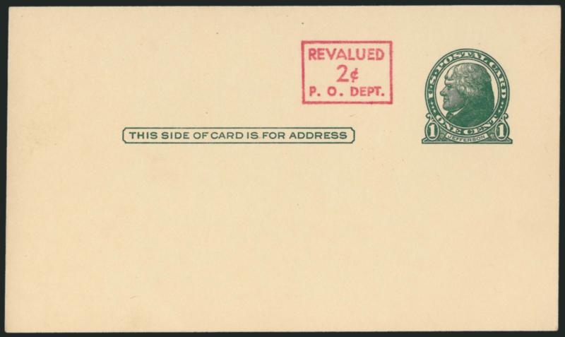 2c on 1c Green on Buff, Postal Card, Cincinnati Official Facsimile Surcharge in Magenta (UX41 var USPCC S56-4a).> Mint card, Very Fine and choice, very scarce and seldom offered, USPCC value, Scott Retail
unlisted