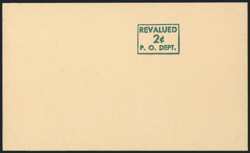 2c on 1c Green on Cream, Postal Card, Press-Printed Surcharge Printed on Reverse (UX42b USPCC S59ab).> Mint card, fresh and clean, Extremely Fine, USPCC $225.00