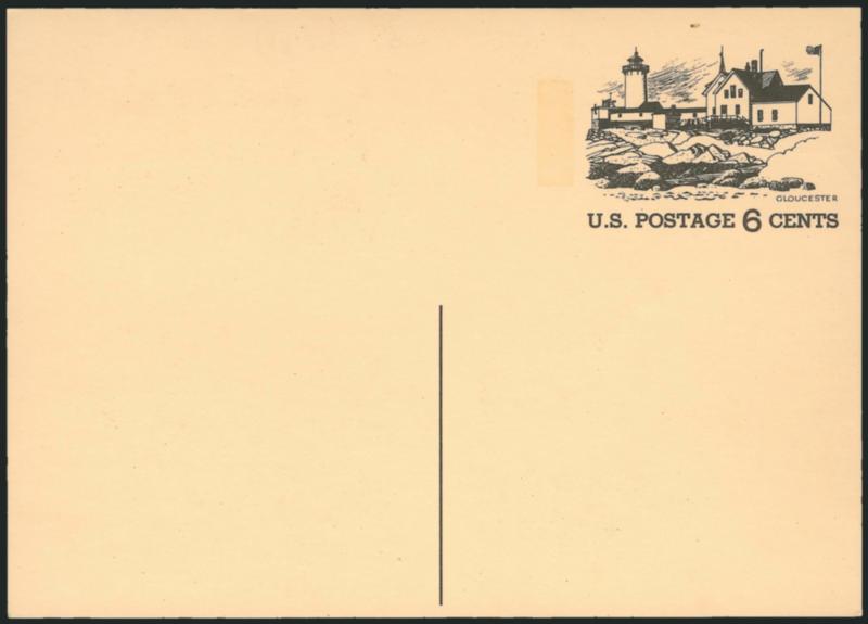 6c Tourism Year, Postal Card, Back Inverted With Respect to Front (UX63d USPCC S80-Cc).> Mint card, couple stray specks of magenta ms. ink on reverse, otherwise Extremely Fine, USPCC $550.00