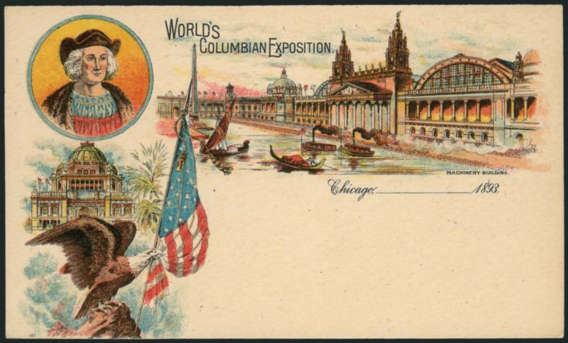 Columbian Exposition 1893, Postal Cards, Set No. 10 (USPCC EX78-EX79).> Mint multicolor cards on S10, publisher unknown, Very Fine