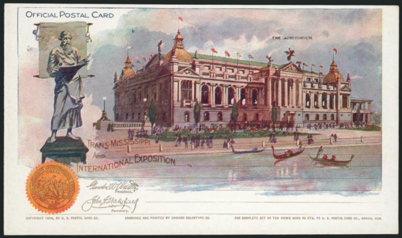 Trans-Mississippi Exposition, 1898, Postal Cards (USPCC EX89-98a).> Complete Mint set on S17, mixed Ty. I and II (mostly Ty. II) as issued, Very Fine and very scarce