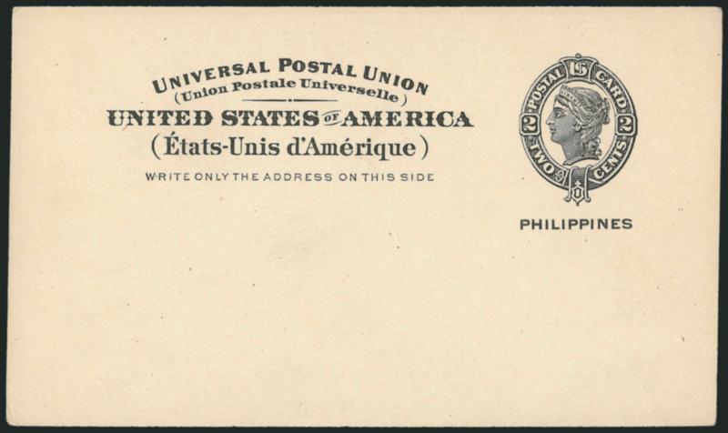 PHILIPPINES, 1903, 2c Black on Buff, Postal Card, Ty. b Ovpt. (UX4 UPSS S4).> Mint card, exceptionally clean for this, Extremely Fine, UPSS $800.00