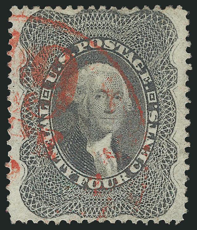 10c-30c 1857-60 Issue (35, 36B, 37-38).> Two of first, all with red transit or grid cancels, Fine-Very Fine, colorful lot, No. 38 with 1984 P.F. certificate