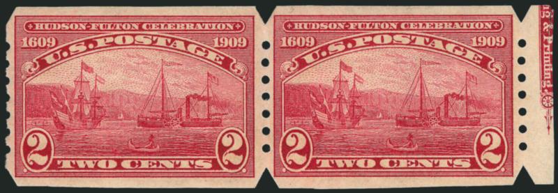 2c 1909 Commemoratives (370-373).> Unused single of No. 370 (P.S.E. XF 90, regummed), two centerline pairs of No. 371, Mint N.H. single of No. 372, three pairs of No. 372 (two with centerline, five stamps Mint
N.H.) and two pairs of No. 373 with U.S.