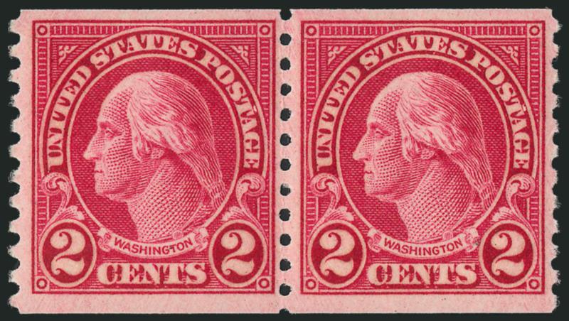 2c Carmine, Ty. II, Coil (599A).> Mint N.H. pair, Very Fine, also incl. <Mint N.H. 599A599 combination joint line pair,> faults, Fine appearance