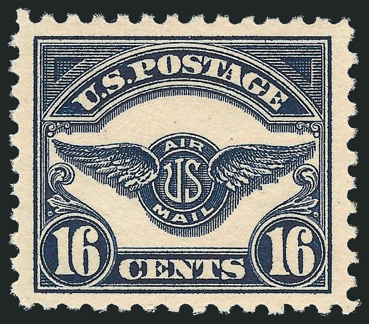 16c Dark Blue, 24c Carmine (C5-C6).> Mint N.H., excellent centering, former with wide margins, fresh and Extremely Fine, each with 2009 P.S.E. certificate and graded 90 (combined SMQ $385.00)