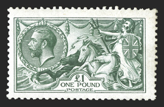 S.G. 403, 1913 £1 Green, strong color, o.g., lightly hinged, very fine (Scott 176 $2,900.00).