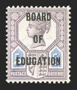 S.G. O81, 1902 5p Dull purple and blue, with Board of Education overprint, strong rich colors on fresh paper, o.g., lightly hinged, a fine example of this rare official signed
H. Bloch and accompanied by a 2008 Sismondo certificate (Scott O6