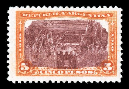 173a, 1910 5P Orange and violet, Center Inverted, select quality mint example, strong fresh colors, well centered, o.g., lightly hinged, very fine and choice less than 50
examples are known.