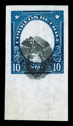 170 var., 1929 10c Bernardo OHiggins, imperforate, frame double, Center Inverted, a gem bottom sheet-margin mint example of this three-error stamp, believed to be the only
example known, huge margins all around, exceptionally fresh, o.g., l