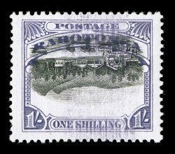66 var., 1920 1- Violet and black, Center Inverted, with light plate wash as usual, well centered within large margins, o.g., lightly hinged, faint vertical bend, very fine
mentioned and priced only in Stanley Gibbons (S.G. 75 var.).