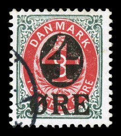55b, 1912 4 ORE Surcharge on 8o slate and carmine, Inverted Frame, a wonderfully choice used example of this enormously rare inverted frame variety of which very few are known
(only one example is known mint), quite bright and fresh overall, w