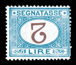 J15a, 1870 2L Light blue and brown postage due, Numeral Inverted, an immensely rare mint example of this invert which is only priced used in both Scott and Sassone, this being
the elusive first printing of this stamp and, to our knowledge, is 