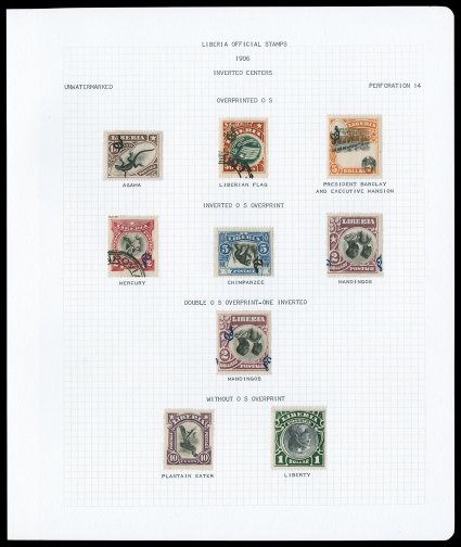 35aO67a, 1892-1912 Early Inverted Centers collectionaccumulation of 49 single stamps, plus 16 pairs or blocks of four, largely all different, includes many of the Scott listed
varieties (with catalog values up to $325.00 each), but also includ