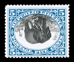 62a, 1905 5c Ultramarine and black, Center Inverted, pristine mint example of this scarce invert, intensely rich colors, o.g., never hinged, fine only 60 are known to
exist.