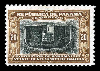 212a, 1915 20c Brown and black Santo Domingo Arch, Center Inverted, intensely rich colors, o.g., small h.r., fine neat experts handstamp on reverse.