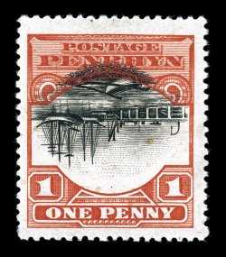 26a, 1920 1p Red and black, Center Inverted, strong rich colors, well centered, o.g., lightly hinged, very fine and quite scarce ex-Lilly (S.G. 33 var. £550).