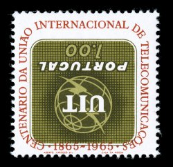 950 var., 1965 1e ITU, Center Inverted, fresh mint single of this unusual modern error of Portugal, the first such example we have seen, unlisted in both the Scott and Michel
catalogs, however the Sellinger catalog makes mention that it is rare,