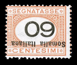 J32a, J34a-37a, 1926 10c, 30c-60c Buff and black postage dues, Numerals and Overprints Inverted, five different values, all quite fresh, usual centering for the issue, o.g.,
lightly hinged, fine scarce group each signed by A. Diena andor Albe