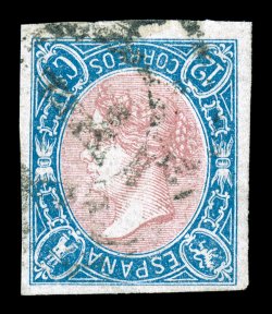 69a, 1865 12c Blue and rose, Inverted Frame, used, four exceptionally large margins, fresh colors, fairly light cancel, small thin spot, extremely fine appearance (Michel 63I
Ç1,000).