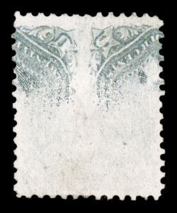 78d, 24c Gray, printed on both sides, Inverted Impression on back, a used example of this great rarity, one of just two having been certified as genuine by the Philatelic
Foundation, the other is found on the famous ex-Isleham and Drucker co