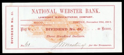 RN-C21a, 2c Orange with restrictive clause in three-part band, Stamp Inverted, another similar check, this with cut cancel rather than punch holes, check with a couple faint
toned spots at edges, otherwise very fine.