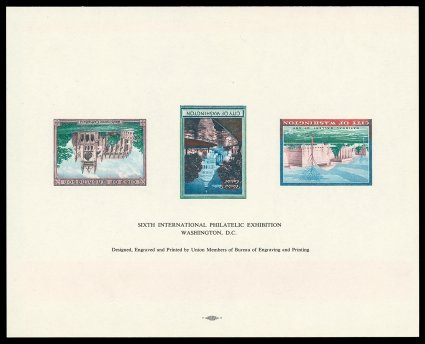 SC3 var., 1966 Sixth International Philatelic Exhibition (SIPEX) souvenir card, the Three Engraved Washington, D.C. Views Inverted, a striking example of this most unusual
error, this being the first such example we have ever seen, with the