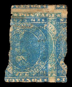 2d, 10c Blue, printed on both sides, Inverted Impression on back, incredibly, the Cunliffe collection contains the other known copy of this error, however on this the reverse
actually shows a double impression, one inverted which is quite st