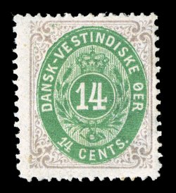 12a, 14c Lilac and green, Frame Inverted, fresh color, part o.g., a fine example of this very scarce variety.
