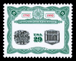 2630c, 29c New York Stock Exchange, Center (engraved black) Inverted, a highly select mint example of this important modern error rarity, wonderfully fresh, well centered,
pristine o.g., never hinged, choice very fine only two panes containing