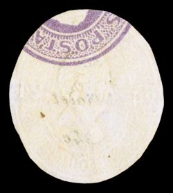 U201 var., 24c Purple on white, Printed on Both Sides, One Impression Inverted to the other, cut to shape, the reverse showing strong partial second impression that is inverted
to the normally printed front side, fine a most unusual and rare er