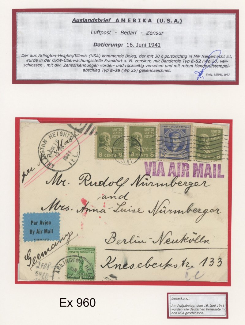WORLD WAR II MILITARY COVER APO 958 1943 US ARMY CENSORED 