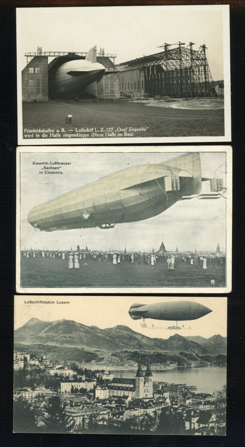 select postcard Hindenburg and  Graf  Zeppelin  Airships   German Postcards 
