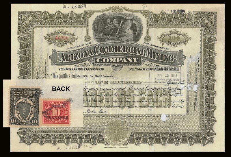 Vintage Gold Mining Shares Certificates Bonds Stocks Arizona Reno Nevada